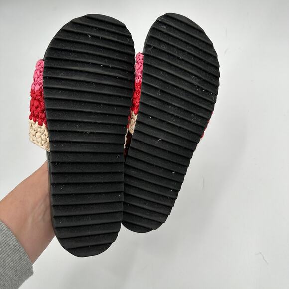 ANTHROPOLOGIE Amira Red Stripe Woven Slide Sandals // 7 - Picture 7 of 10